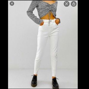 High Rise White Bershka Skinny Jeans
